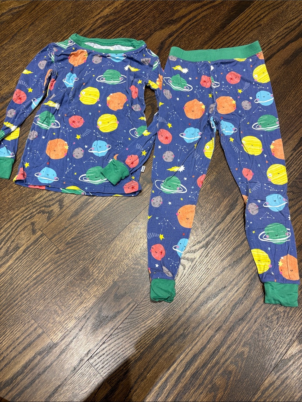 Little Sleepies Navy Planet & Green Trim Kids Pajama Set